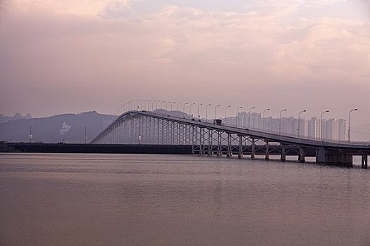 桥,黄昏,澳门,中国