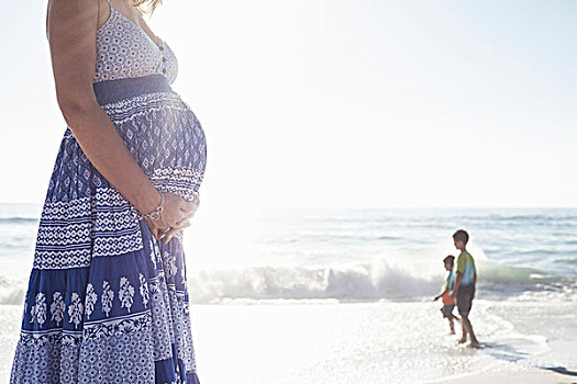 孕妇,海滩,开普敦,南非