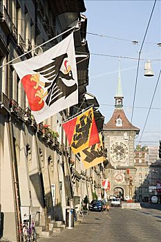 旗帜,瑞士,街道