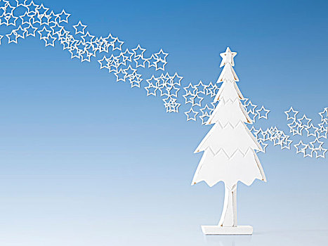 白色,圣诞树,蓝色背景