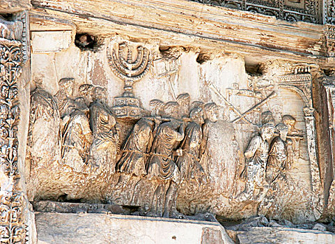 罗马艺术,凯旋门,一个,拱形,东南部,纪念,捕获,袋,耶路撒冷,特写,展示,罗马,意大利