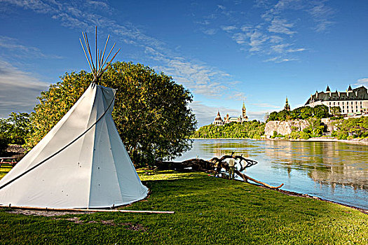 圆锥形帐篷,传统,乡村,维多利亚,岛屿,渥太华河,渥太华,安大略省,加拿大