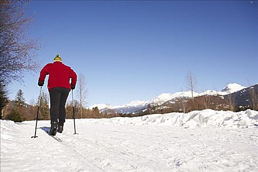 男人,滑雪