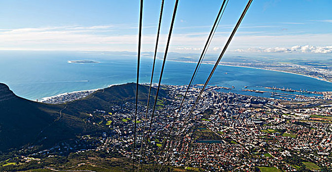 模糊,南非,开普敦,城市天际线,桌山,天空,海洋,房子