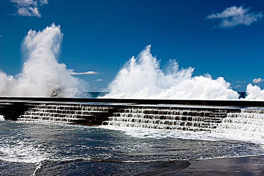 高,波浪,海水,游泳池,特内里费岛,西班牙,欧洲