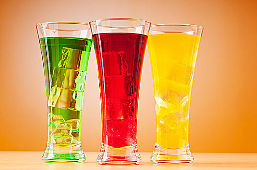彩色,鸡尾酒,玻璃杯