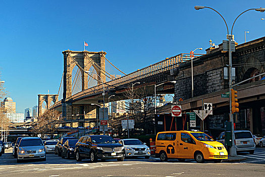 纽约,市区,曼哈顿,街道,风景,布鲁克林大桥,四月,人口,城市,美国