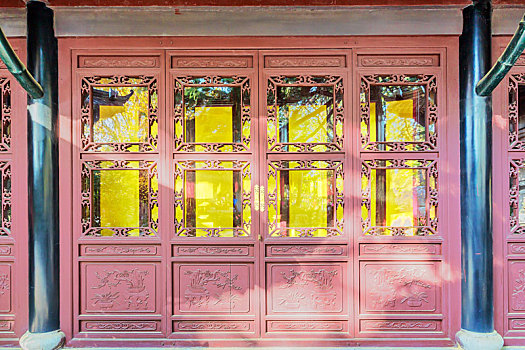 中式门窗,中国山东省潍坊市归真园园林建筑