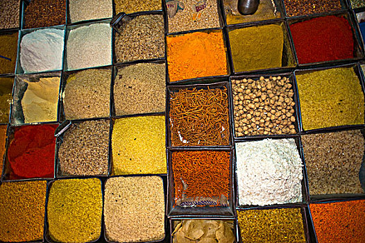 调味品,稻米,扁豆,拉贾斯坦邦,印度,亚洲