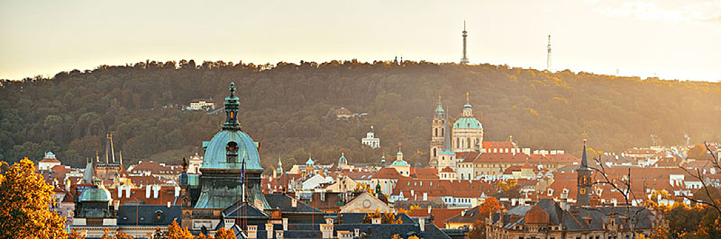 布拉格,天际线,屋顶,风景,古建筑,全景,捷克共和国