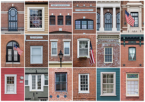 不同,窗户,建筑,历史,区域,巴尔的摩
