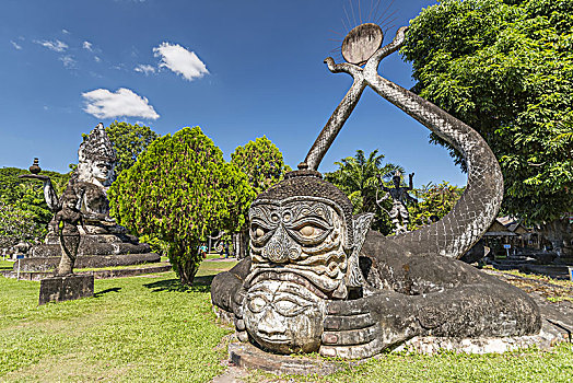 雕塑,佛,头部,脸,公园,万象,老挝