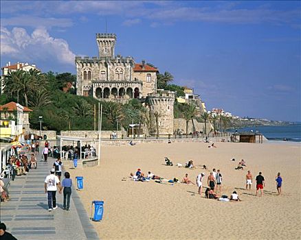 海滩,卡斯卡伊斯,海岸,葡萄牙