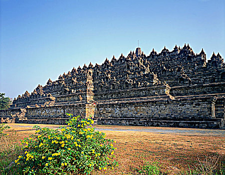 爪哇,浮罗佛屠,佛教,石头,庙宇,印度尼西亚