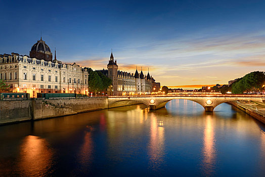 船,旅游,塞纳河,巴黎,日落,法国