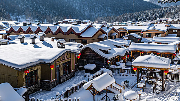 中国雪乡雪后街景