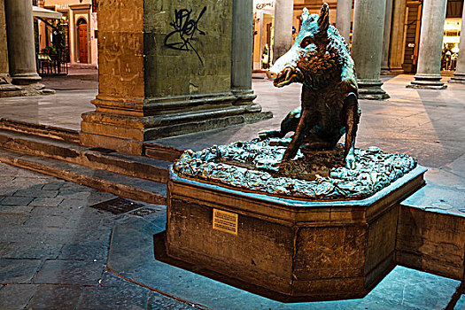 野猪,雕塑,新,市场,广场,佛罗伦萨,夜晚