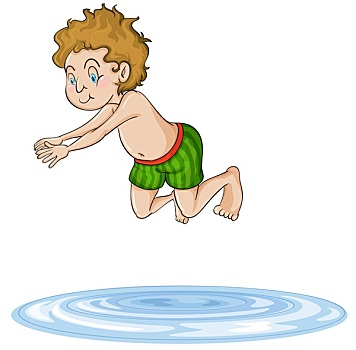 男孩,跳水,水