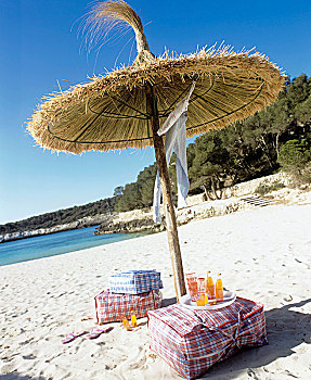 浴,事物,饮料,遮阳伞,沙滩