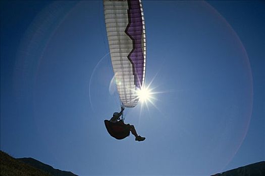 滑翔伞,山,夏天