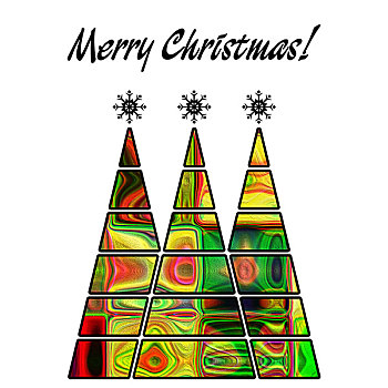 艺术,圣诞节,三个,树,绿色,黄金,红色,彩虹,彩色,抽象图案,隔绝,白色背景,背景
