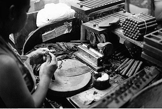 女人,工作,雪茄工厂,卡马圭,古巴
