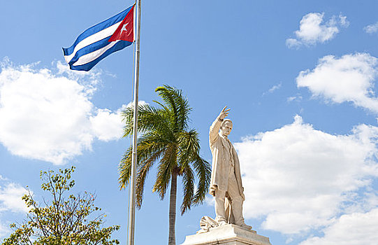 古巴国旗,雕塑,中心,城镇,西恩富戈斯,古巴