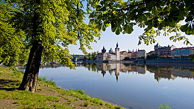 岛屿,伏尔塔瓦河,河,布拉格,捷克共和国
