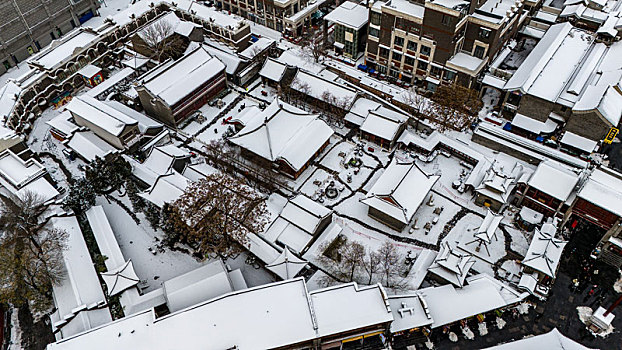 天津天后宫雪景航拍