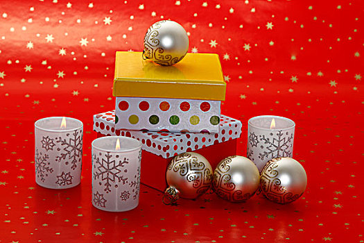 站立,红色,圣诞节,包装纸,礼物,小玩意