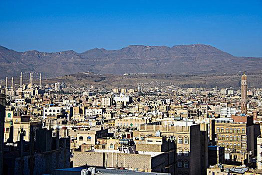 远眺,老城,世界遗产,也门,亚洲