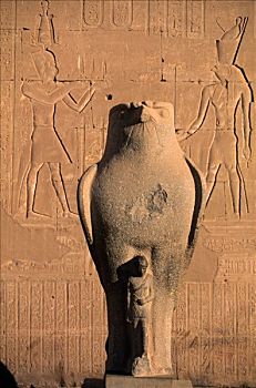 埃及,尼罗河流域,高安宝神庙,老鹰,黑色,花冈岩