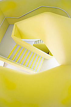 黄色,墙壁,楼梯井