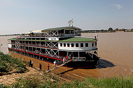 维京,船,上方,观光,旅游,湄公河,柬埔寨