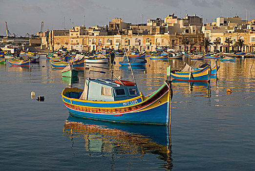 特色,彩色,捕鱼,船,马耳他,马尔萨什洛克,港口,欧洲