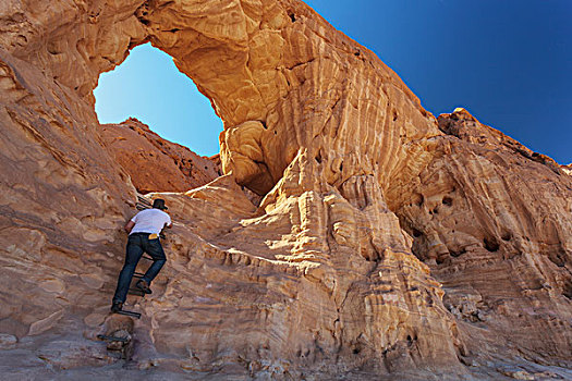 一个,男人,砂岩,岩石构造,公园,以色列