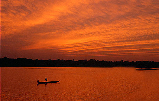 黎明,河,孟加拉,十月,2006年