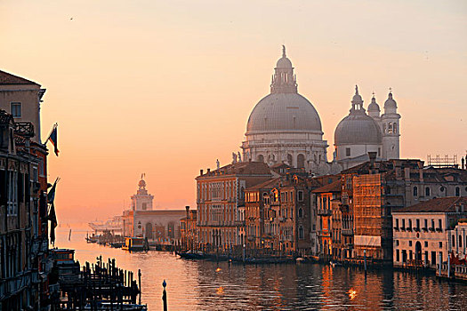 教堂,圣马利亚,行礼,大运河,风景,日出,威尼斯,意大利