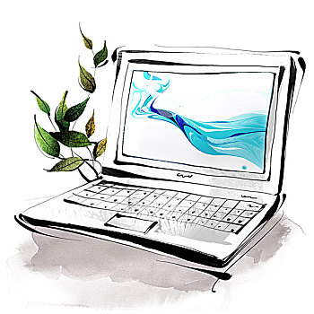 笔记本电脑,植物