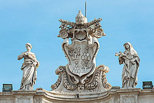 雕塑,上面,圣彼得大教堂,梵蒂冈,罗马,拉齐奥,意大利,欧洲