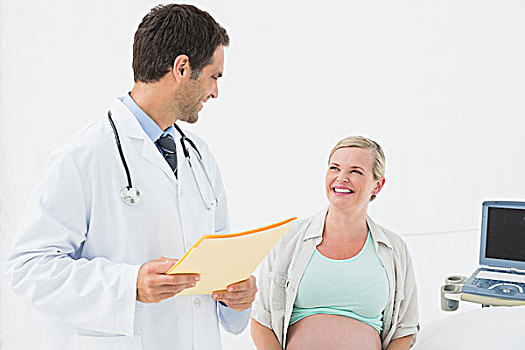 微笑,孕妇,检查,医生