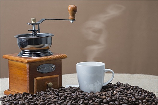 蒸汽,咖啡,旁侧,研磨机
