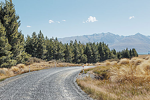 空,乡村道路,靠近,山,新西兰