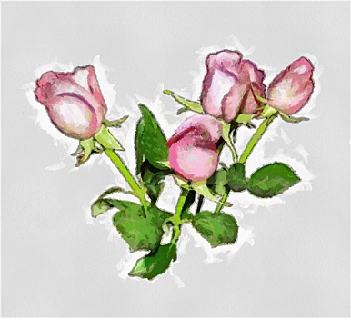 粉色,玫瑰,油画