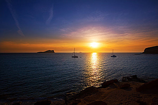 伊比萨岛,日落,圣荷塞,巴利阿里群岛,西班牙