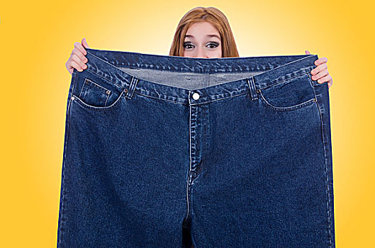节食,概念,巨大,牛仔裤