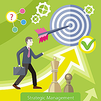 策略,管理,概念,风格,矢量,商务人士,公文包,箭头,目标,下棋,插画,成功,计划,财富,储蓄