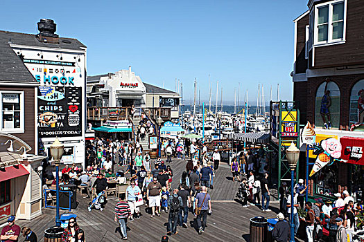 渔人码头,哥拉德利广场,蓝天,北美洲,美国,加利福尼亚州,旧金山,风景,全景,文化,景点,旅游