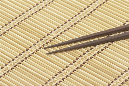 暗色,木质,筷子,竹垫