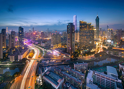 中国广东深圳罗湖都市夜景风光